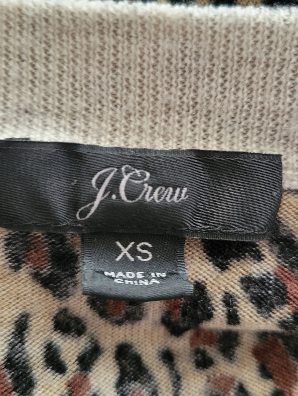 J.‎ Crew Brown Leopard Print Knit Merino Wool Sweater Size XS
